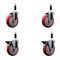 Service Caster 5'' Red Poly Wheel Swivel 7/8'' Expanding Stem Caster Set 2 Brakes, 4PK SCC-EX20S514-PPUB-RED-2-PLB-2-78 - alternate 1